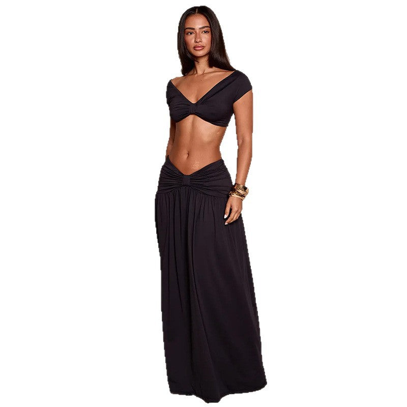Damen Elegantes Cropped Top und Maxirock Set Echo Archiv