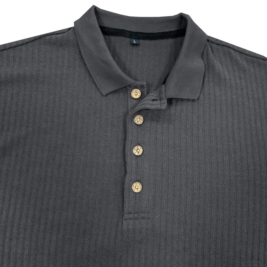 Herren Langarmshirt mit strukturiertem Design und modischem Henley-Ausschnitt Echoarchiv