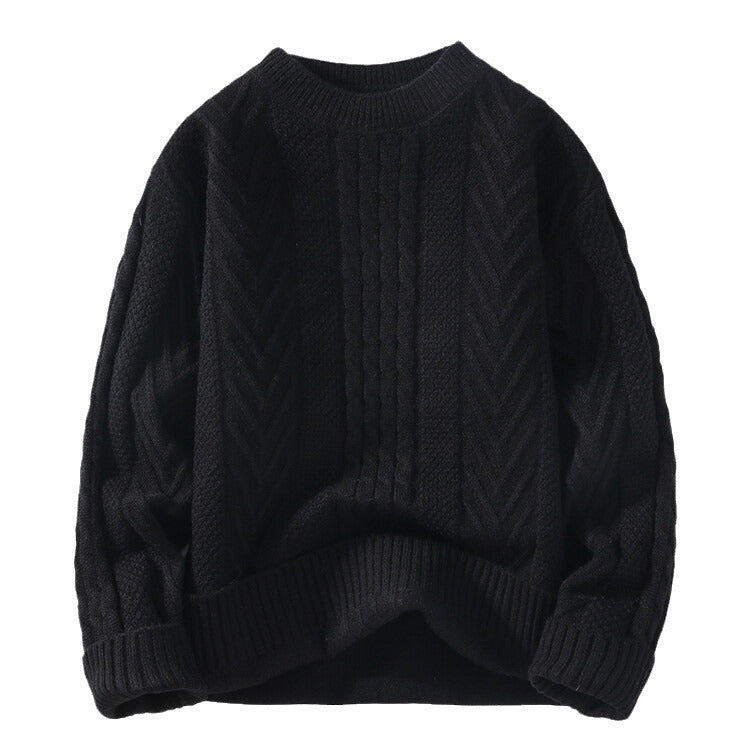 Herren Grobstrickpullover mit Zopfmuster und lässigem Schnitt Echoarchiv