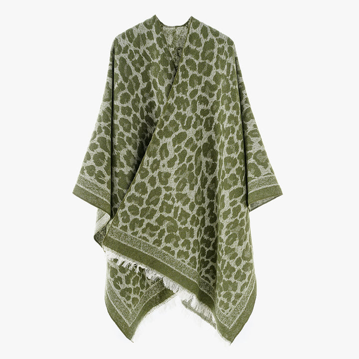 Damen Jacquard-Capeponcho mit Leo-Struktur und Fransensaum Echo Archiv