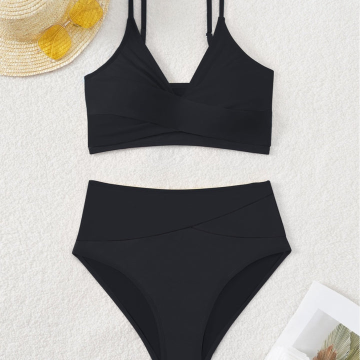 Damen Hochtaillierter Bikini mit überkreuztem Oberteil und eleganten Raffungselementen Echo Archiv
