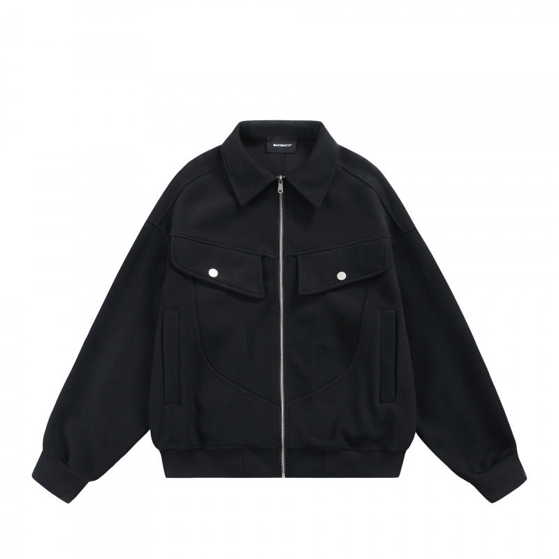 Unisex Zip-Sweatjacke mit aufgesetzten Brustklappen und geripptem Saum Echo Archiv
