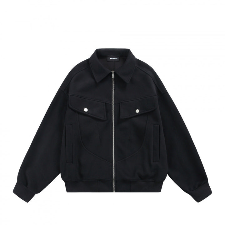 Unisex Zip-Sweatjacke mit aufgesetzten Brustklappen und geripptem Saum Echo Archiv