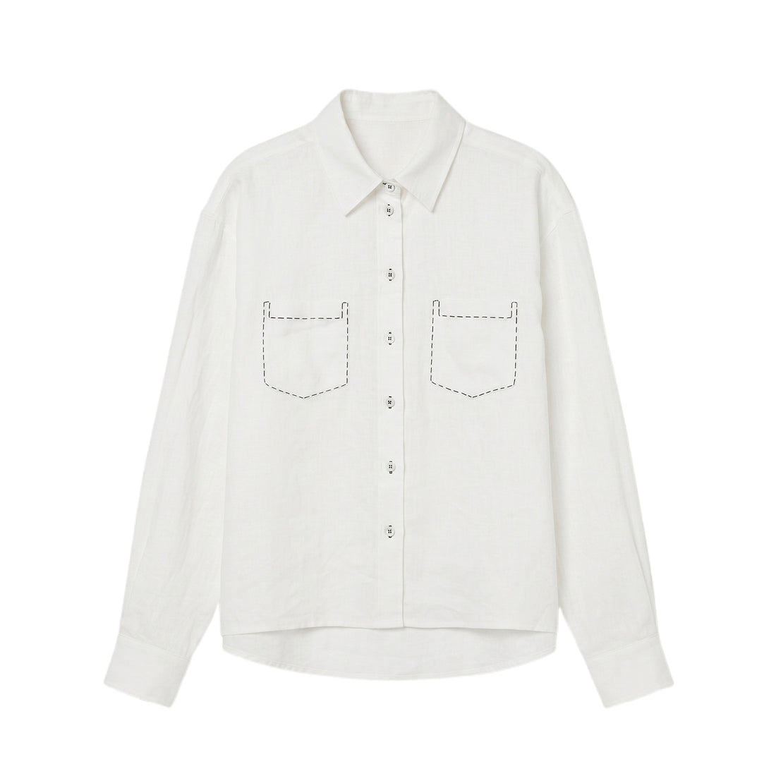 Damen Elegante Leinenbluse mit kontrastierenden Nähten – Élovi