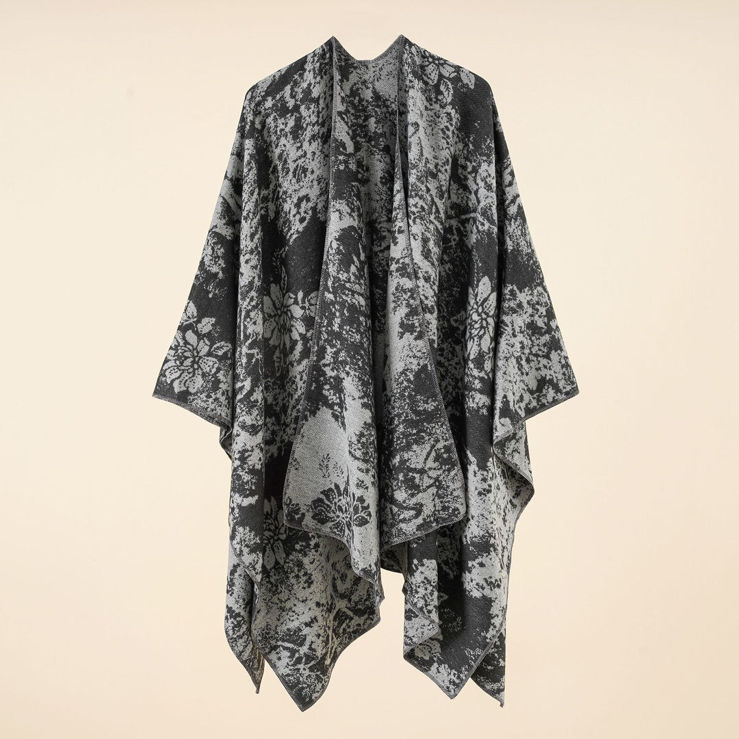 Damen Jacquard-Umhang mit floraler Strukturwebung und offenem Kimono-Fall Echo Archiv