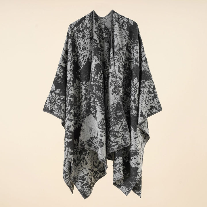 Damen Jacquard-Umhang mit floraler Strukturwebung und offenem Kimono-Fall Echo Archiv