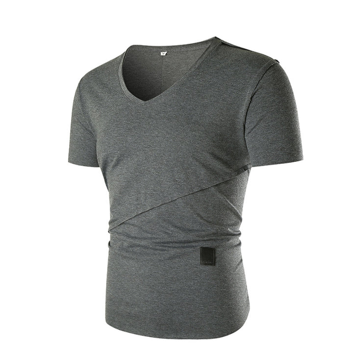 Herren V-Ausschnitt T-Shirt mit asymmetrischem Schnitt und elastischem Bund Echoarchiv
