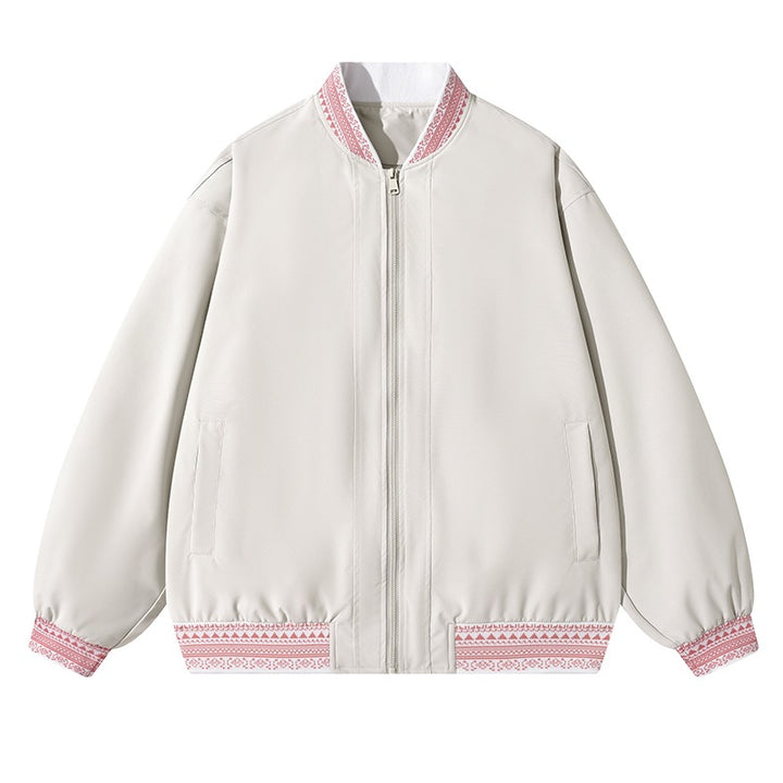 Damen Oversize Bomberjacke mit folklorischen Stickborden Echoarchiv