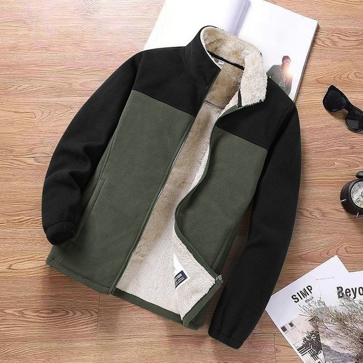 Herren Zweifarbige Fleece-Übergangsjacke mit Stehkragen, Reißverschluss & Eingrifftaschen Echoarchiv