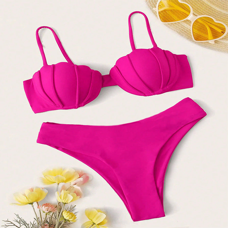 Damen Triangel-Bikini mit strukturierter Haptik und hochgeschnittenem Unterteil Echo Archiv