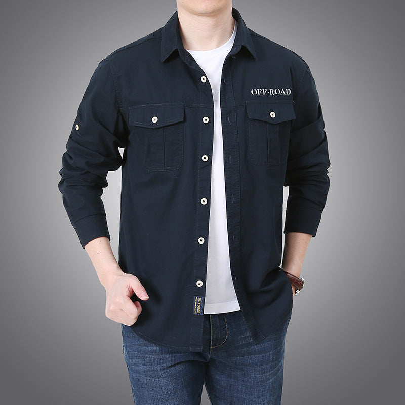 Herren nan langärmeliges Workwear-Hemd mit Druckknopf-Brusttaschen und aufrollbaren Ärmeln Echo Archiv