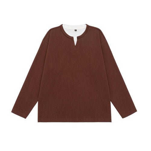 Unisex Oversize-Sweatshirt mit Notch-Ausschnitt und kontrastiertem Kragen-Einsatz Echoarchiv