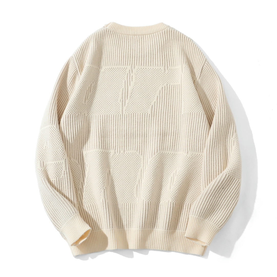 Unisex Strukturierter Oversize-Rundhalspullover mit Panel‑Strick Echoarchiv