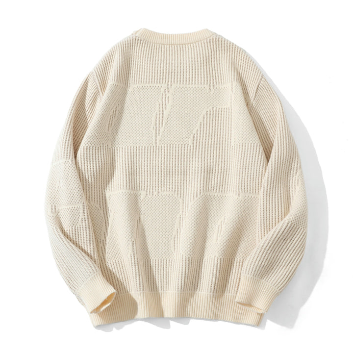 Unisex Strukturierter Oversize-Rundhalspullover mit Panel‑Strick Echoarchiv