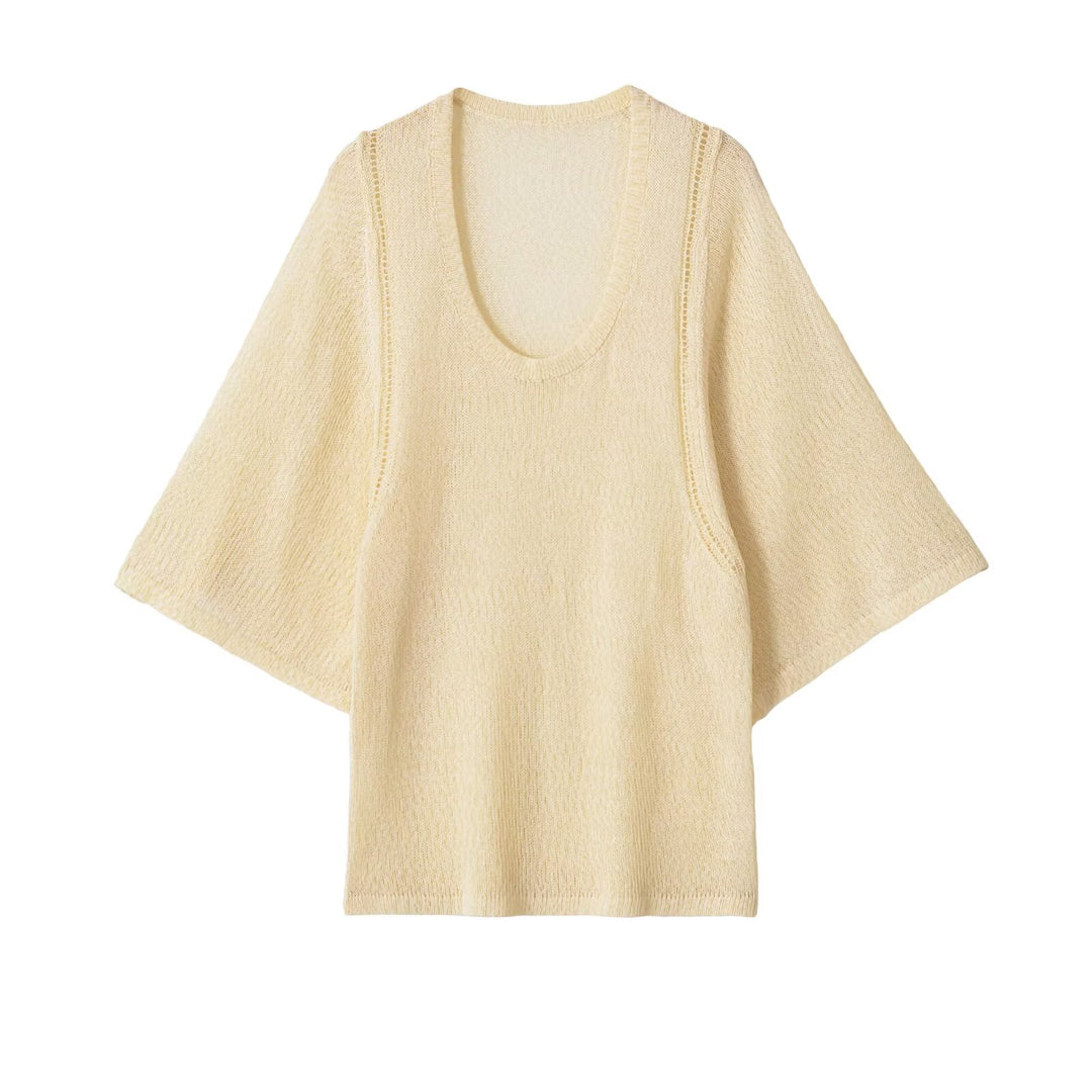 Damen Leichter Strickponcho mit weitem Arm und U-Ausschnitt Echo Archiv