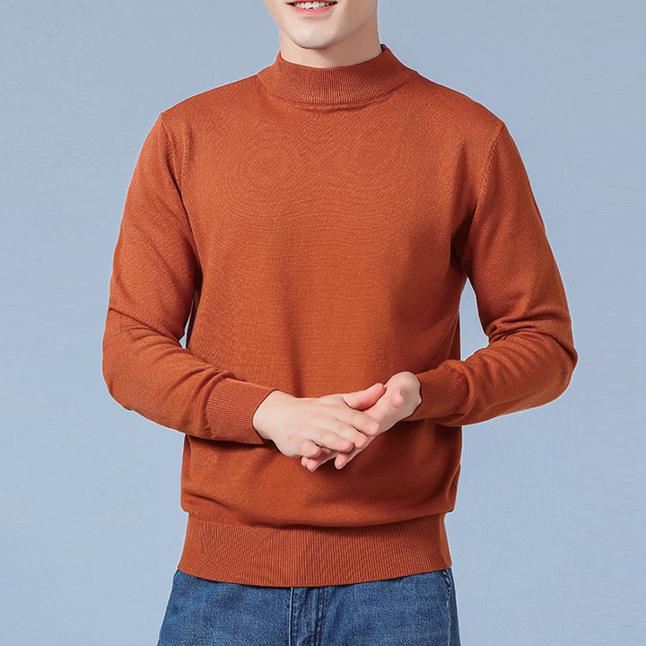 Herren Feiner Mockneck-Pullover aus hochwertigem Feinstrick mit gerippten Abschlüssen Echoarchiv
