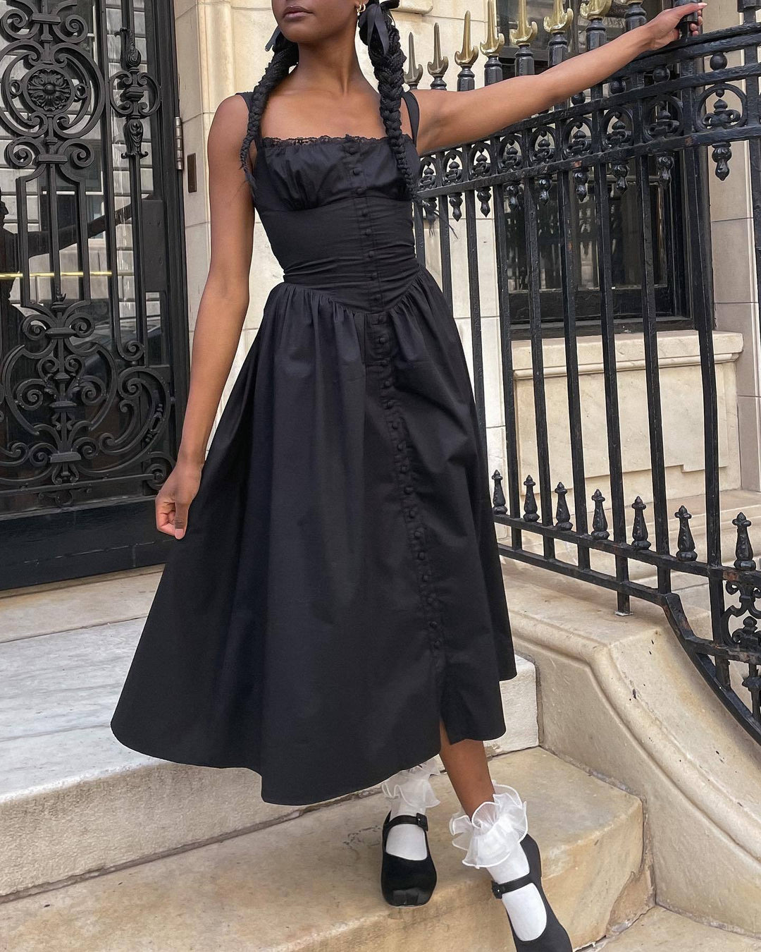 Damen Maxi-Kleid mit knöpfbarem Oberteil und schwingendem Rock Echo Archiv