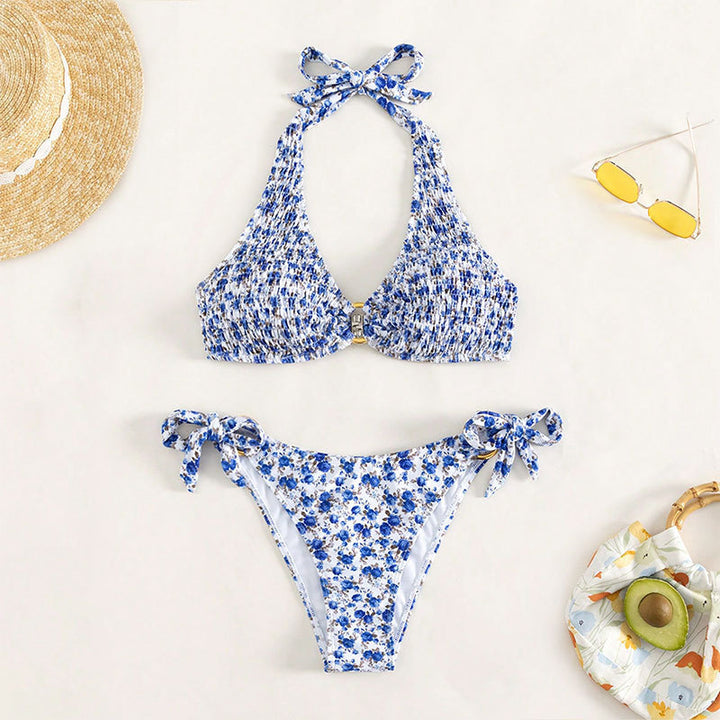 Damen Triangel-Bikini mit verstellbaren Trägern und floralem Design Echo Archiv