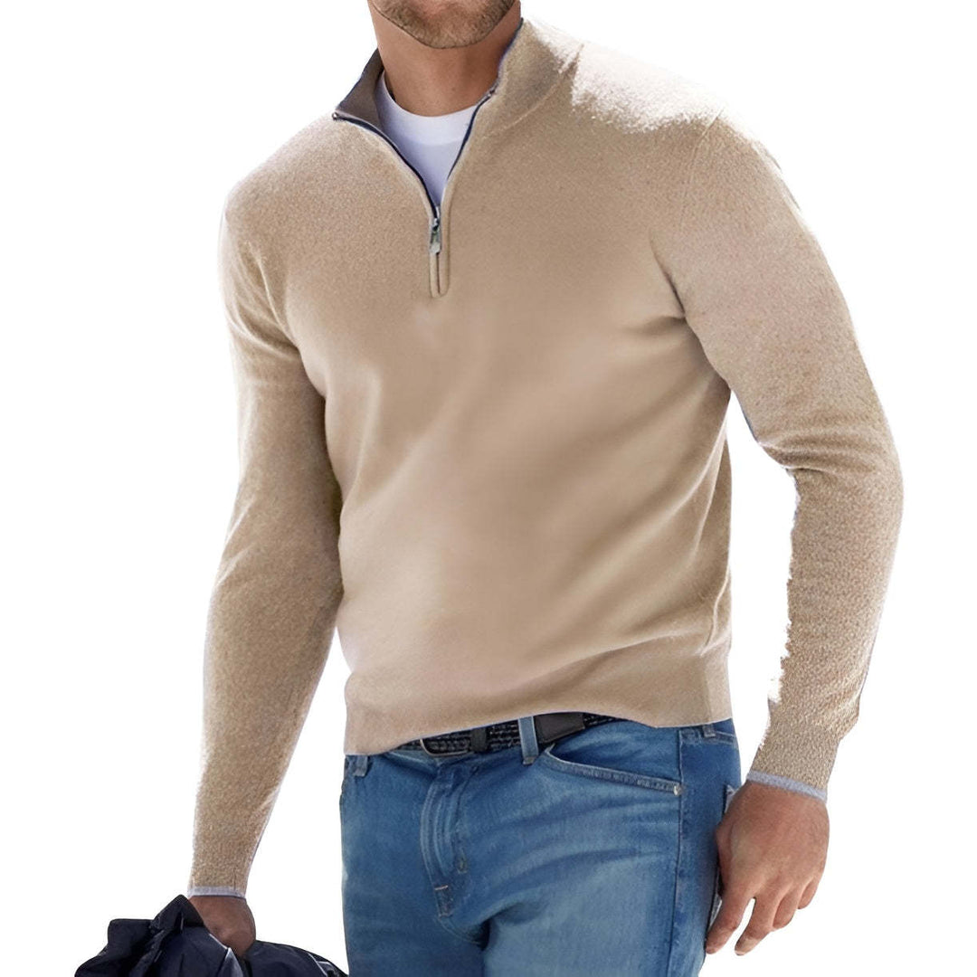 Herren Pullover mit Stehkragen und Reißverschluss Echoarchiv