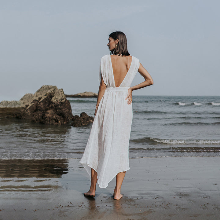 Damen luftiges Strandkleid mit Bindegürtel Echo Archiv