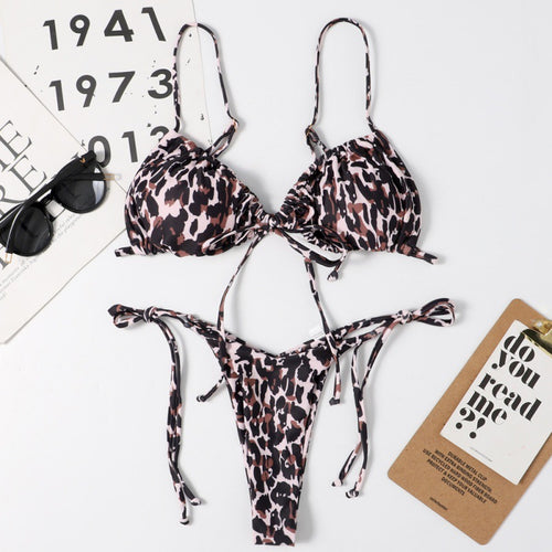 Damen Tiefer Ausschnitt Triangel-Bikini mit verspielten Bindebändern Echo Archiv