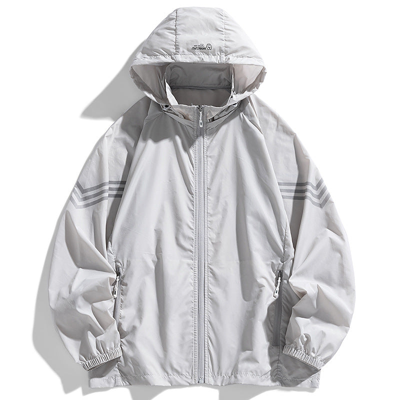 Herren Leichte Windbreakerjacke mit Kapuze und praktischen Taschen Echo Archiv