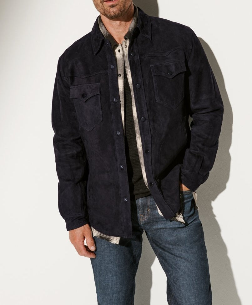 Herren Wildlederjacke im modernen Schnitt mit praktischen Taschen Echoarchiv