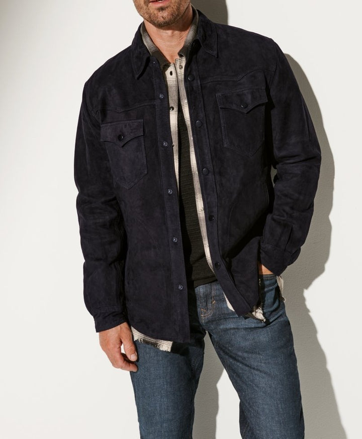 Herren Wildlederjacke im modernen Schnitt mit praktischen Taschen Echoarchiv