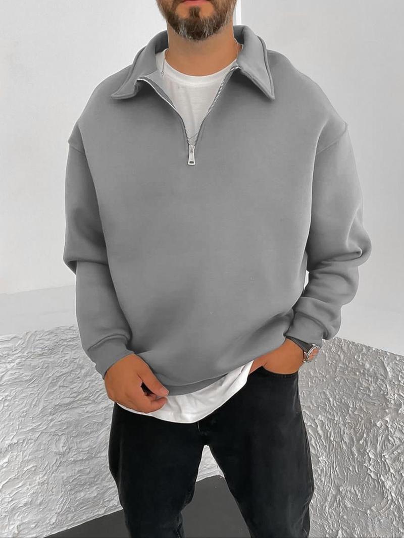 Herren Oversize Halbzip-Sweatshirt mit aufgestelltem Kragen – Cavarno