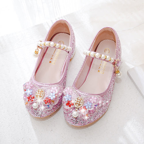 Mädchen Glitzernde Ballerinas mit Blumenapplikationen Echo Archiv
