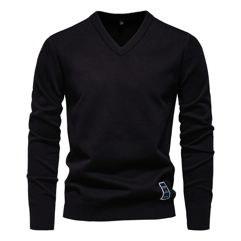 Herren Strickpullover mit V-Ausschnitt und feiner Textur Echoarchiv