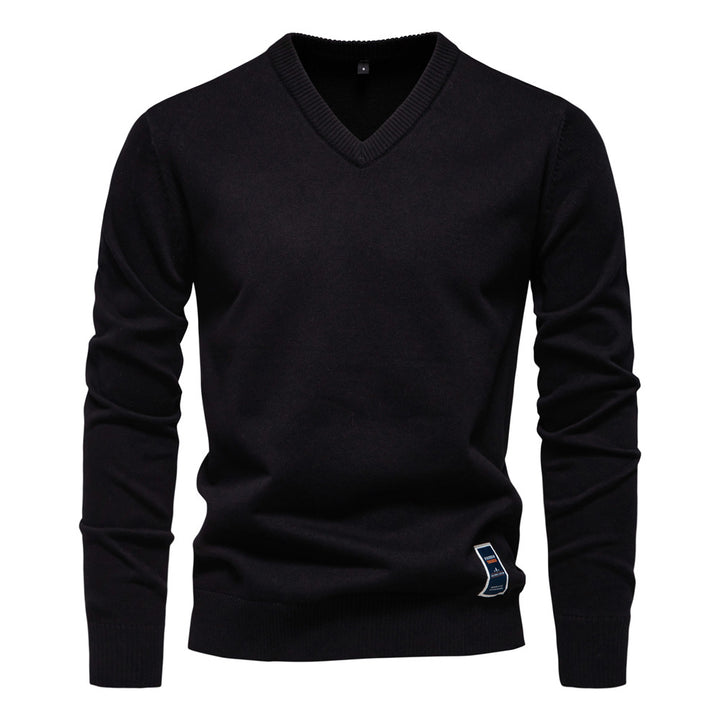 Herren Strickpullover mit V-Ausschnitt und feiner Textur Echoarchiv