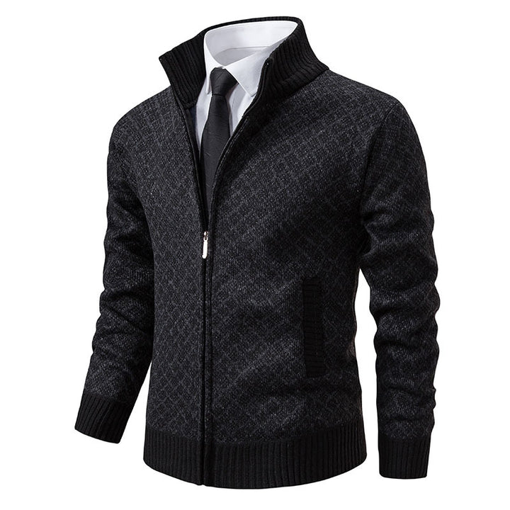 Herren nan gemusterte Strickjacke mit Stehkragen und durchgehendem Reißverschluss Echo Archiv