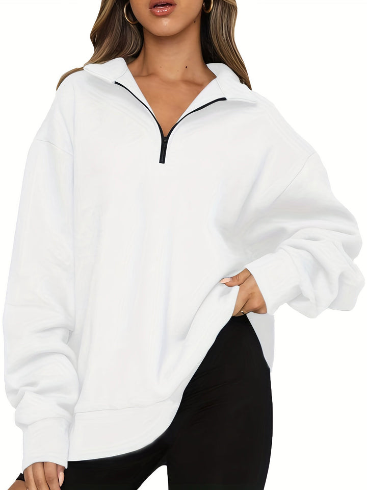 Damen nan Oversized Sweatshirt mit Kurzreißverschluss, Stehkragen und Kängurutasche Echo Archiv