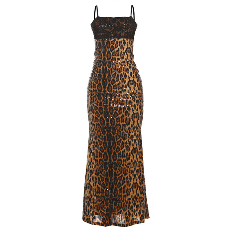 Damen Glamouröses Maxikleid mit Spitzenoberteil und Paillettenverzierung Echo Archiv