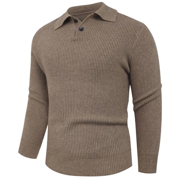 Herren Strickpullover mit modernem Polokragen und funktionalem Knopfverschluss Echoarchiv