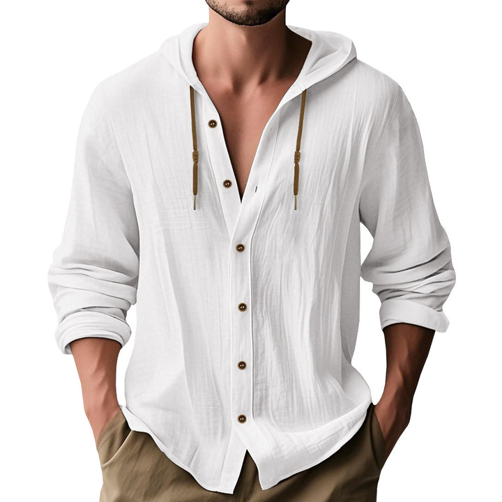 Herren lässige Kapuzenshirtjacke mit Knopfleiste und praktischen Taschen Echoarchiv