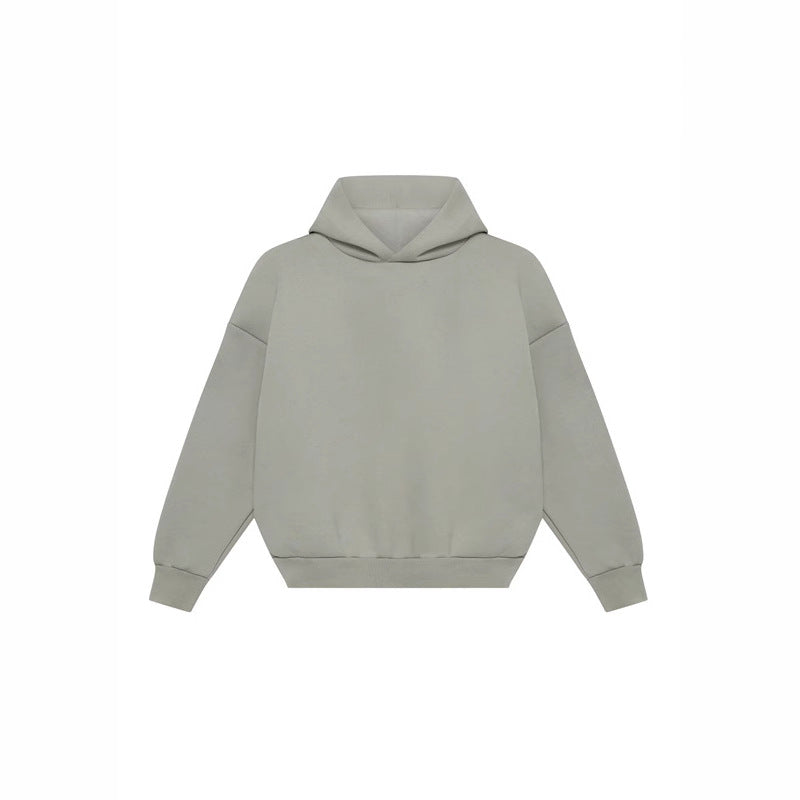 Unisex minimalistischer Kapuzenpullover ohne Kängurutasche mit überschnittener Schulter und geripptem Saum Echo Archiv