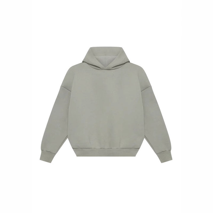 Unisex minimalistischer Kapuzenpullover ohne Kängurutasche mit überschnittener Schulter und geripptem Saum Echo Archiv