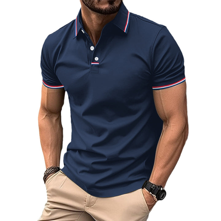Herren polohemd mit kreativem Farbkontrast und atmungsaktivem Stoff Echoarchiv