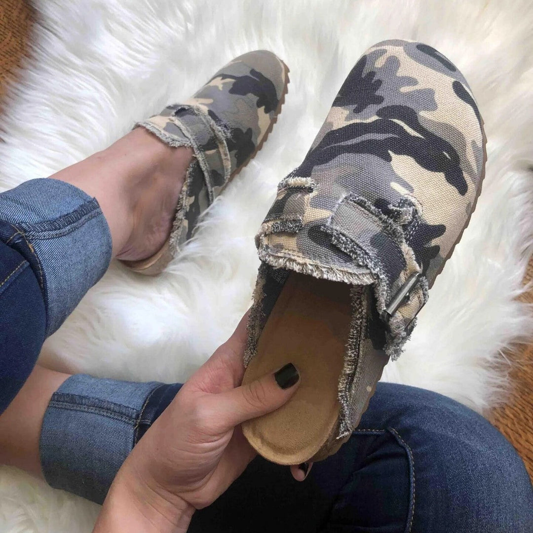 Damen Clogs mit lässigem Camouflage-Design und weichem Fußbett Echoarchiv
