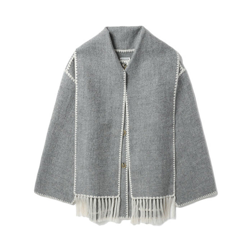 Damen Elegante und komfortable Wolle-Mantel Echo Archiv
