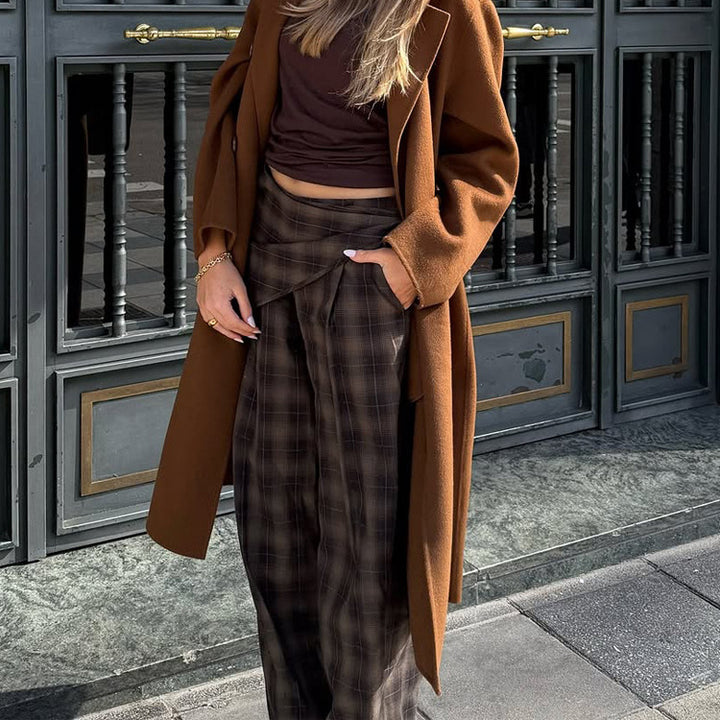 Damen Langer Wollmix-Mantel mit Oversize-Schnitt und weitem Revers Echoarchiv