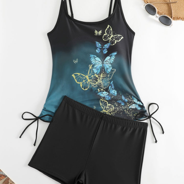 Damen Tankini mit Schmetterlingsmotiv und Badeshorts Echo Archiv