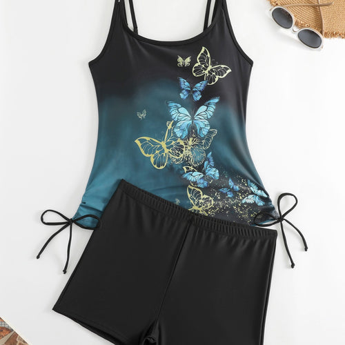 Damen Tankini mit Schmetterlingsmotiv und Badeshorts Echo Archiv