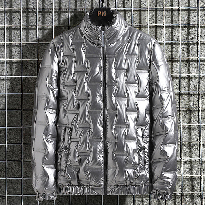 Herren Metallic-gesteppte Thermoisolierte Steppjacke mit hohem Stehkragen Echoarchiv