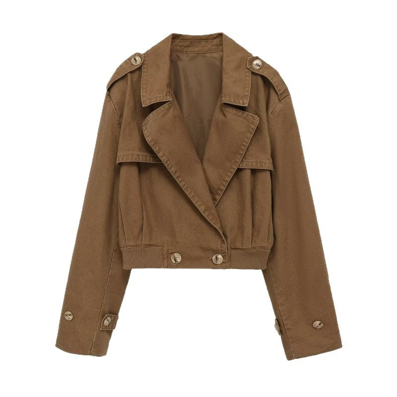 Damen Kurz geschnittene Utility-Jacke im Field-Stil mit weitem Revers und tailliertem Taillenbund Echo Archiv