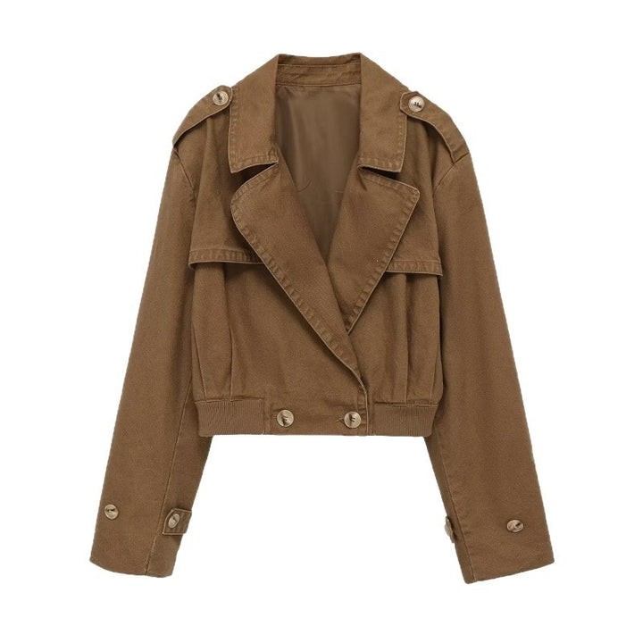Damen Kurz geschnittene Utility-Jacke im Field-Stil mit weitem Revers und tailliertem Taillenbund Echo Archiv