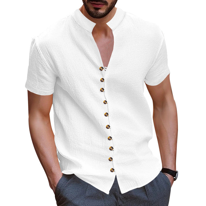 Herren Kurzarmhemd mit modernen Knopfdetails Echoarchiv