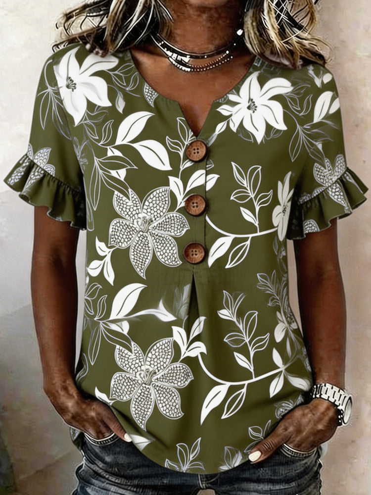 Damen Bluse mit Rüschendetails und Knopfverschluss Echo Archiv